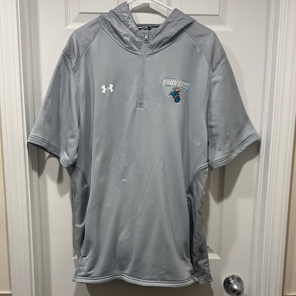 Under Armour Light Gray Short-Sleeve Hooded Quarter-Zip Pullover